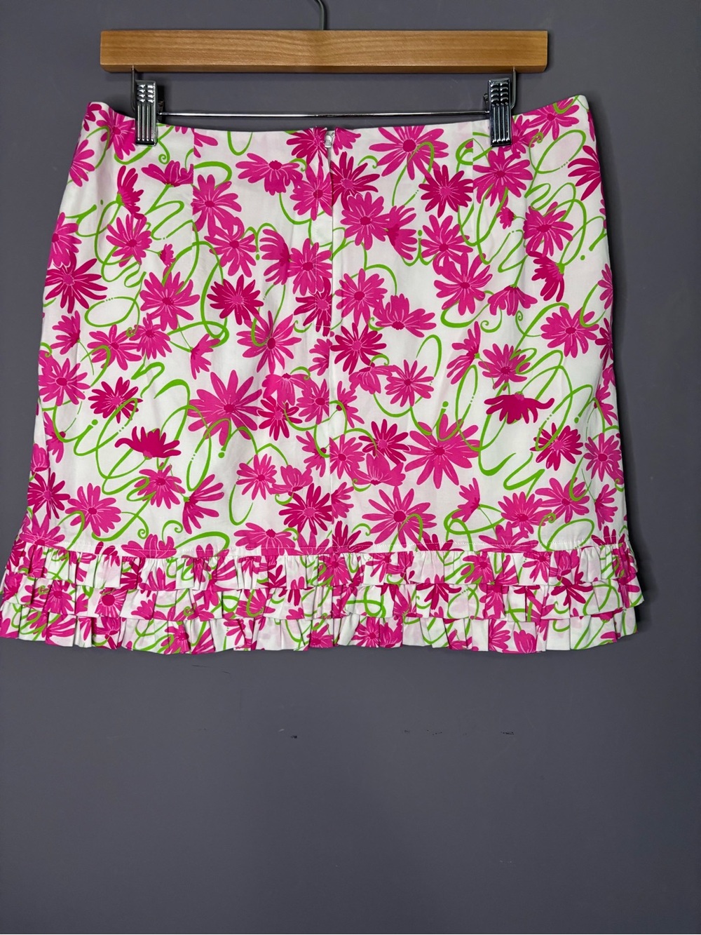 Lilly Pulitzer Pink White Floral Ruffle Hem Mini Skirt 6 - Picture 4 of 7